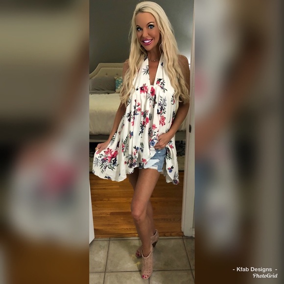 🥰LAST 1! Fully Lined Floral Asymmetric Tie Dress! - Picture 4 of 7